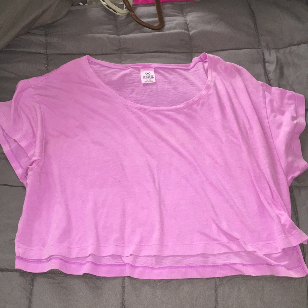 Purple love pink crop top Medium